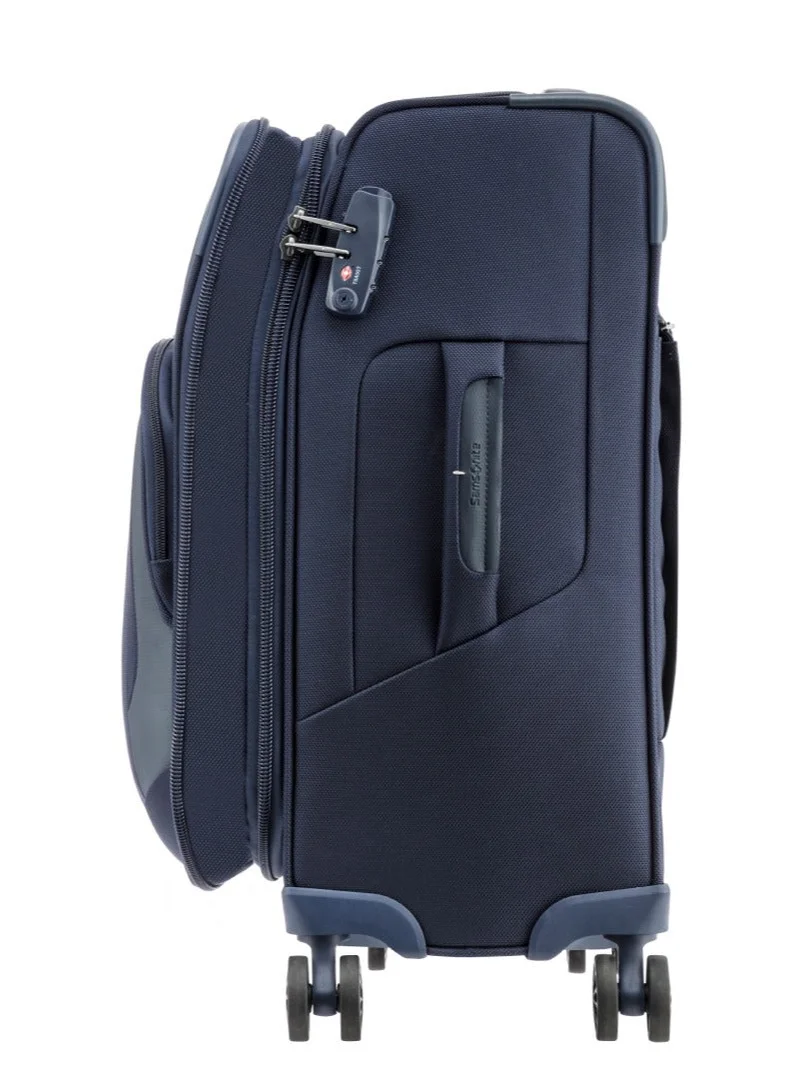 Samsonite  Hexel Suitcase Cabin Size 56 cm / 20 inch, 4 Spinner Wheels, 100% Nylon, Navy|TSA Lock|Trifold Garment Bag|Shoe Bag|Expandable|Front Storage Compartment|Top Storage Pocket - 10 Years International Warranty  | Best Price UAE